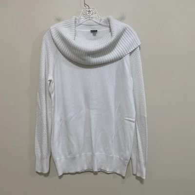 Suéter Rafaella M Cuello Capucha Manga Larga Blanco Mezcla Algodón Foto 1 de 4