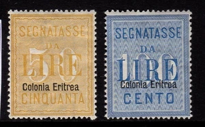 Eritrea segnatasse lire 50 100 ottimamente centrati nuovi gomma integra mnh - Imagen 1 de 1