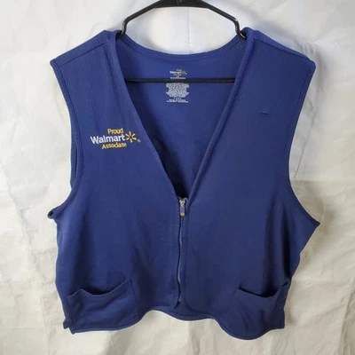 Walmart Vest Adults L Blue Proud Associate Uniform Work Zip Employee Retail  - Image 1 of 4