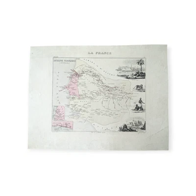 Оригинальная карта Сенегала Французская Африка 1838 г. Александра Вильмена 13 дюймов x 9,75 дюйма - Изображение 1 из 4