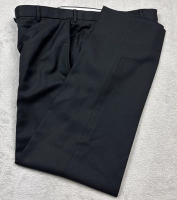 Pantalones de vestir ISAIA Napoli para hombre 35x29 negro lana frente plano lujo Foto 1 de 4