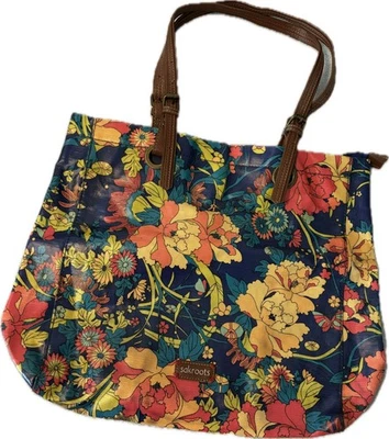 Bolso de Mano SakRoots Floral Multicolor con Asas de Cuero Marrón Foto 1 de 4