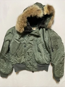 USAF N-2B Heavy Flight Jacket Medium Vietnam Era Lancer Clothing Coyote Fur Hood - Picture 1 of 11