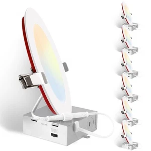 FIRE Rated 2 HR 6 Pack 6 Inch No Fire Cone Needed 5CCT Ultra-Thin 1400LM Dimm... - Picture 1 of 7