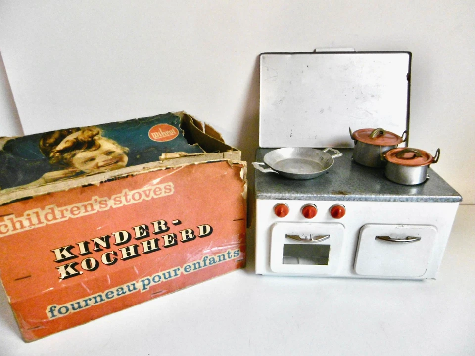 JOUET ANCIEN CUISINIÈRE/FOURNEAU WIKROL EN  TÔLE AVEC BOITE D'ORIGINE - VINTAGE - Photo 1/4