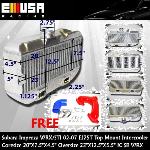 Intercooler de montaje superior + tubo Y GRATIS FOR04-07 Subaru WRX STI Sedán 4-D 2.5L 2458CC  Foto 1 de 4