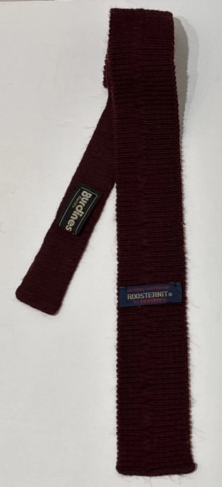 "Corbata vintage Roosternit por gallo borgoña extremo cuadrado lana mohair 51" x 2,5""" Foto 1 de 4