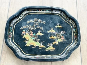 VINTAGE WORCESTER WARE TRAY - METAL ENAMEL CHINESE ORIENTAL DINNER SERVING - Picture 1 of 9