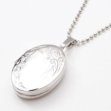 Oval Locket w/Sv925 Chain 19.5” 925 Sterling Silver Rhodium Plated Double-Cell