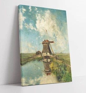 PAUL GABRIEL, UN MOLINO DE VIENTO EN UN CANAL DE PÓLDER - LONA PARED ARTE IMPRESIÓN IMAGEN - Imagen 1 de 2