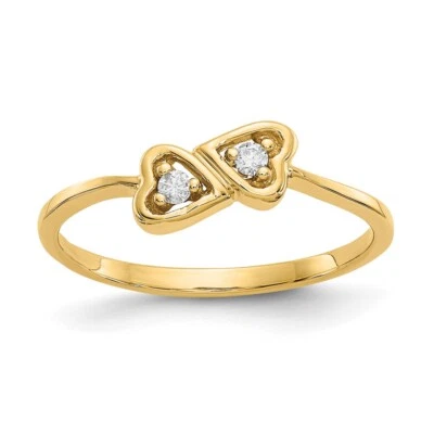 14k Yellow Gold Polished 0.05Ct Diamond heart Ring for Women Size 6 - Image 1 of 4