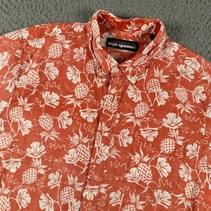 Reyn Spooner Shirt Men's XL(L Fits) Orange Pineapple Hawaiian Button Down Flaw - Picture 1 of 10