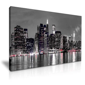Quadro arte da parete su tela skyline di New York stampa 76x50 cm - Foto 1 di 2