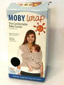 Moby Wrap UV SPF 45+ 100% Tan Cotton Carrier Floral 8-35# Baby ~ 2013 Never Used - Picture 1 of 12