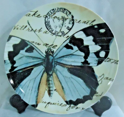 Plato de postre de ensalada de mariposa azul Pottery Barn estampado 8,25 pulgadas de ancho usado en excelente estado Foto 1 de 4