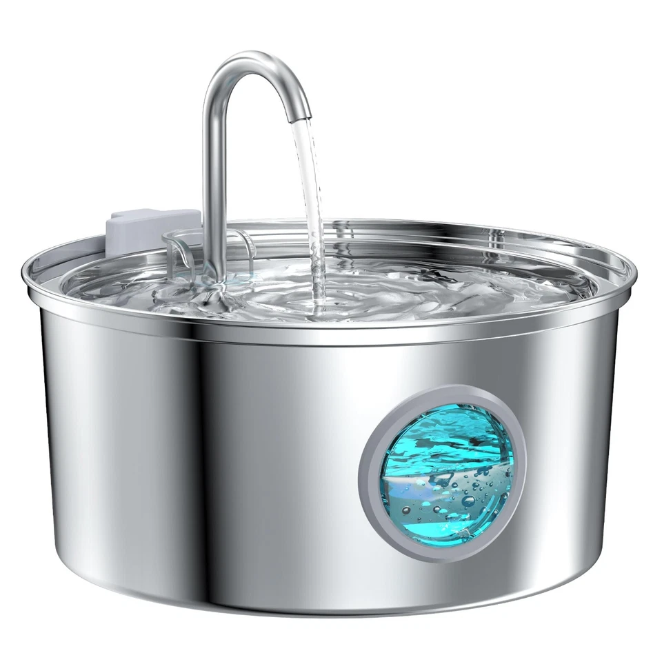 Fuente de agua para gatos 108 oz/3,2 L de acero inoxidable, dispensador automático de agua para mascotas Foto 1 de 4