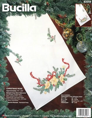 Vintage Bucilla Holiday Time 1996 Cross Stitch 83258 Christmas Rose Table Runner - Image 1 of 4