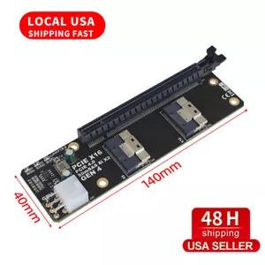 US STOCK SlimSAS 8i x2 to PCIe4.0 x16 Slot Adapter SFF8654 Riser Card GEN4 - Picture 1 of 7
