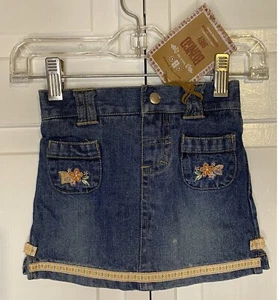 Baby Girls Size 18 Months Denim Skirt Bongo With Flowers & Lace Detail NWT New - Picture 1 of 10