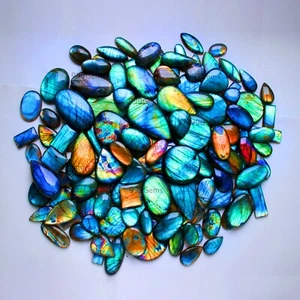 Lote de 10 piedras preciosas cabujón sueltas espectrolita labradorita multi fuego natural - Imagen 1 de 21