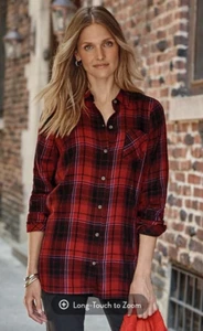 J. Jill Women's Scarlet-Red Multi Soft Plaid Lightweight Flannel Tunic Shirt 2X - Picture 1 of 9