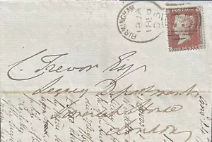 GB QV 1856 COVER PENNY RED STAR ‘LB’ FROM BIRMINGHAM TO LONDON PMK SPOOL CANCEL - Picture 1 of 3