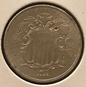 1866 with rays shield nickel, lustrous ,  AU+++ / UNC  - Picture 1 of 4