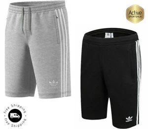 Adidas Mens Cotton Shorts Originals 3 Stripes Outline Casual Summer Fleece Short - Picture 1 of 18