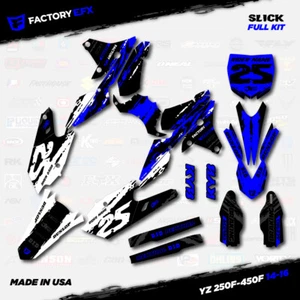 White & Blue Slick Graphic Kit fits Yamaha YZ250F YZ450F 14-16 YZF 250 450 - Foto 1 di 5