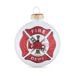 American Pride Fire Department Logo Christmas Ornament, 1 Count White 3 1/4 in - Picture 1 of 3
