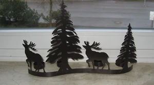 Weihnachten Dekoration Aufsteller Tannenbaum Hirsch Metall 4er Teelichthalter - Bild 1 von 4