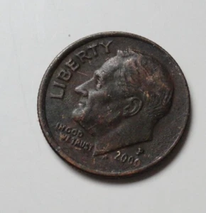 2000 P Roosevelt Dime Coin Lamination Error Rare Dark Patina - Picture 1 of 2