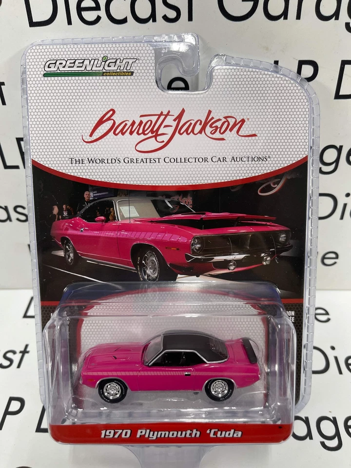 Greenlight 1970 Plymouth Cuda rosa con tapa de vinilo negro 1:64 diecast Barrett Jacks Foto 1 de 1