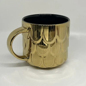 Starbucks Holiday Mug Ceramic Gold Mermaid Siren Scales 2019 14oz Scalloped - Picture 1 of 7
