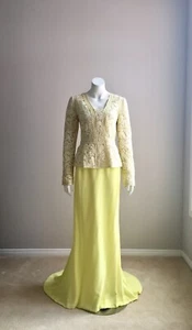 NWT $4190 J. Mendel 10 Gown Skirt Top Set 2 Piece Maxi Yellow Long Sleeve Dress - Picture 1 of 18