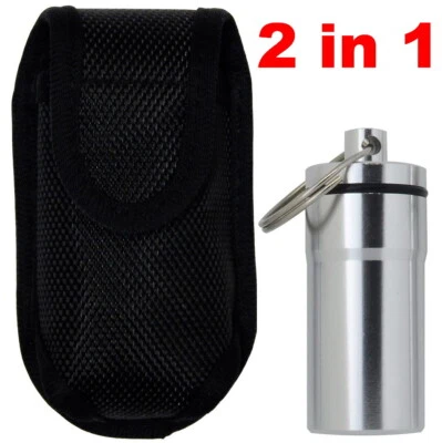 SNK 2 in1 Canvas Pouch with Rotating Belt Clip + Aluminum Alloy Waterproof Pill Case