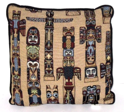 Totem Pole Native American Tapestry Throw Pillow Carl Havens Fabrics - Image 1 of 4