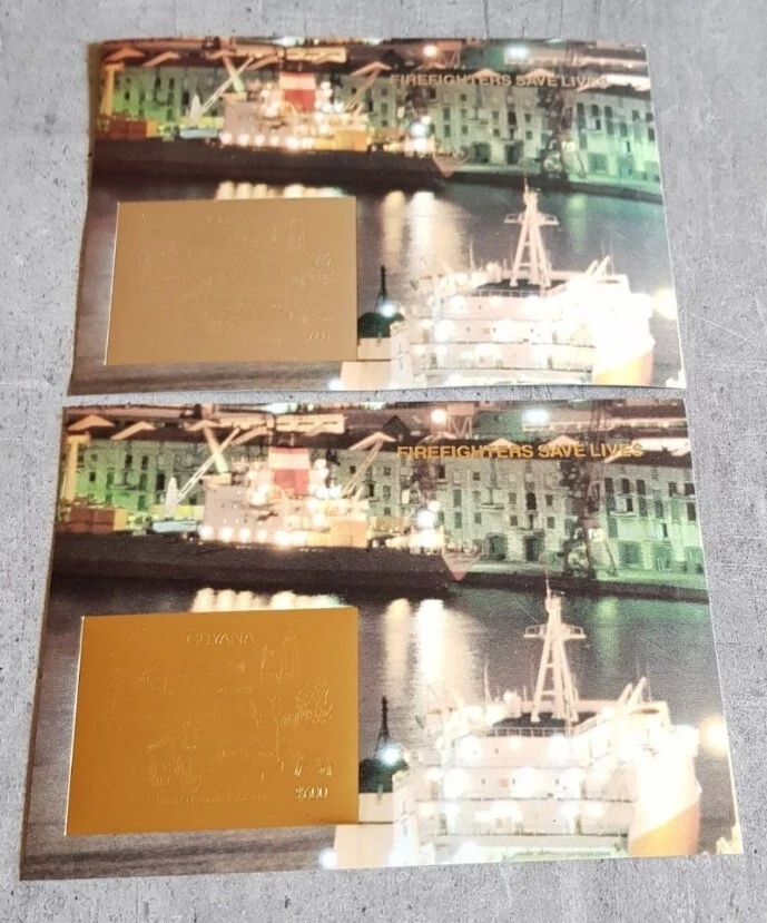 GUYANA TRANSPORT 2 BLOCKS GOLD &SILVER IMPERFORED MNH - Image 1 of 1