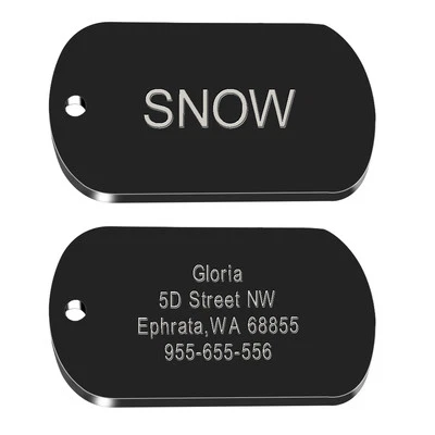 Etiquetas de nombre de perro personalizadas etiquetas de perro personalizadas con grabado láser de doble cara Foto 1 de 4