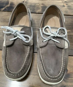 Sperry Koifish Brown Leather Mesh Boat Shoe Loafers Anchor Women 7.5 - Picture 1 of 10