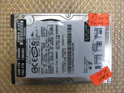 IBM Hitachi 60GB Laptop Hard Drive HDD 9.5MM 2.5" 4200RPM IDE 13N6886 13N6887 - Image 1 of 4