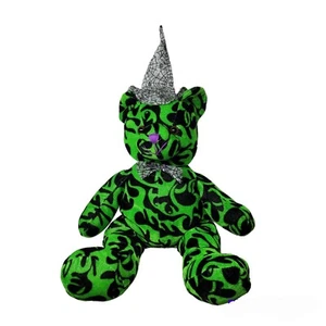 Psychedelic Warlock Plush Wizard Bear Stuffed Halloween Spiders Web Hat Tie - Picture 1 of 5