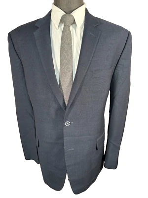 ALFANI 男式海军蓝羊毛混纺运动外套西装外套夹克,尺寸 44R — 第 1/4 张图片