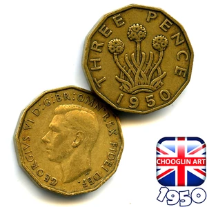 Una moneda británica de tres peniques de 1950 George VI, ¡75 años! - Imagen 1 de 1
