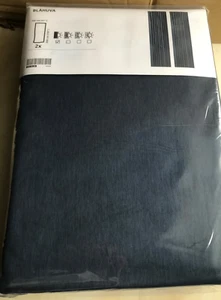 IKEA BLAUVA dunkelblau Verdunkelungsvorhänge PAAR 145x300cm Tropfen LANG Kopfband - Bild 1 von 9