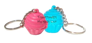 Tupperware Keychains Forget Me Not Cupcake Keepers Set of 2 Pink and Blue New - Picture 1 of 10