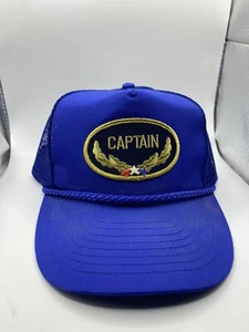 De Colección Captain Snapback Sombrero Malla Trucker Gorra Hoja Dorada Azul Barco Yate Usado - Imagen 1 de 5