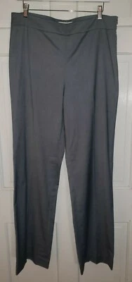 DONCASTER chambray Gray Blue Poly side zip Straight Wide Leg Dress Pants 12S - Image 1 of 4