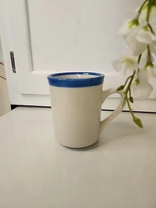 Taza de café REGO #C687-SB blanca con borde azul artículos de restaurante de colección China - Imagen 1 de 4