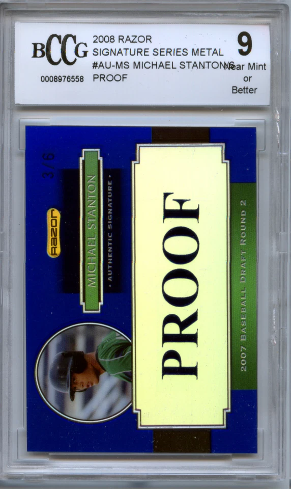 GIANCARLO STANTON 2008 Razor Metal PROOF rookie 1 of a kind BCCG 9 500 hrs HOF?? - Image 1 of 2